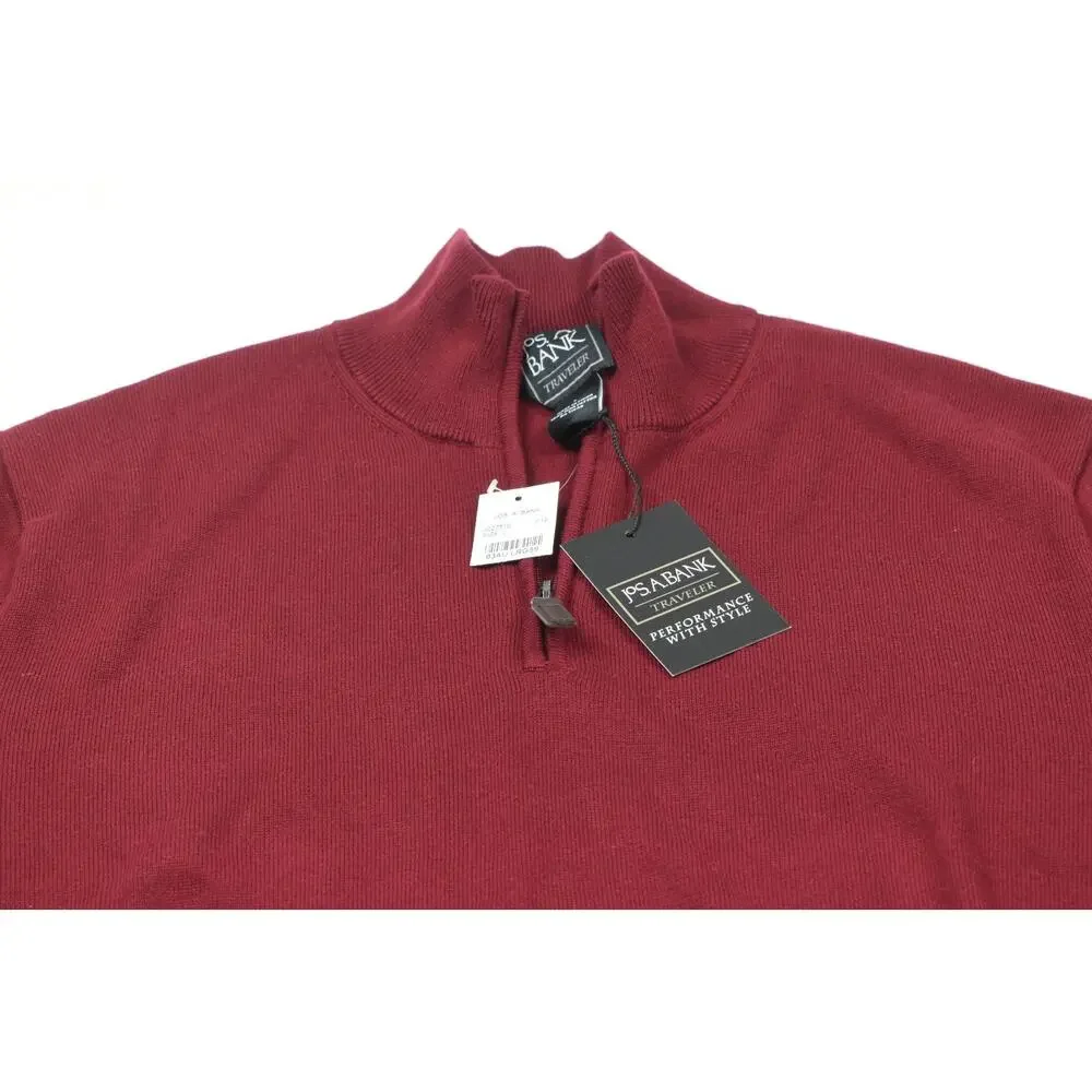 Jos A Bank Traveler Sweater Mens Large Red Long Sleeve Pima Cotton Pullover